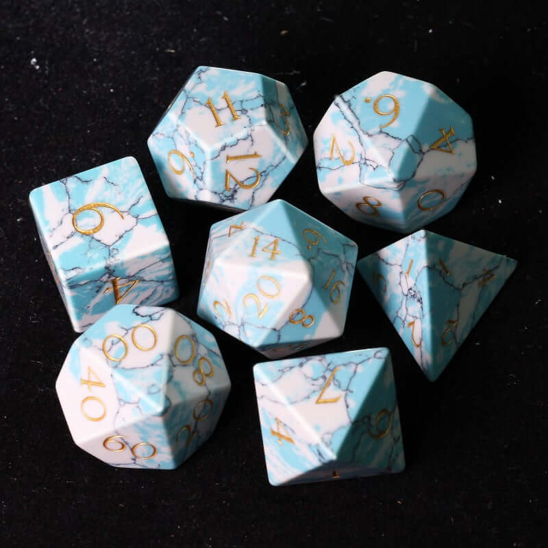 Artificial turquoise dice set
