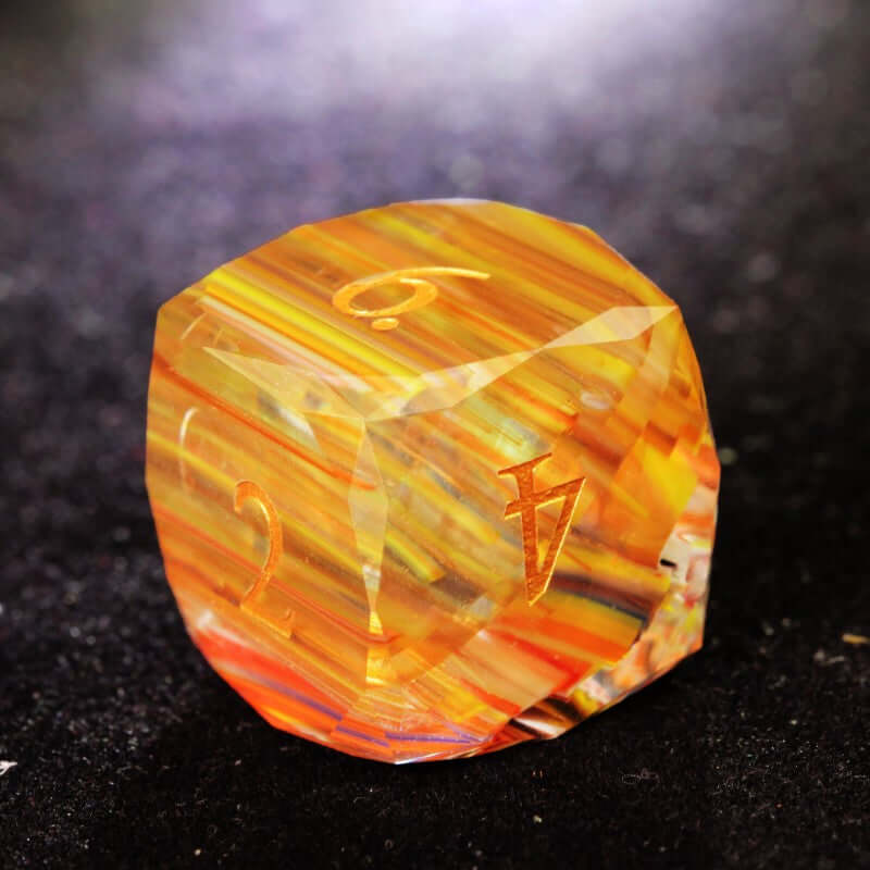 D&D Colorful Striated Glass Multi-Faceted D6 Dice