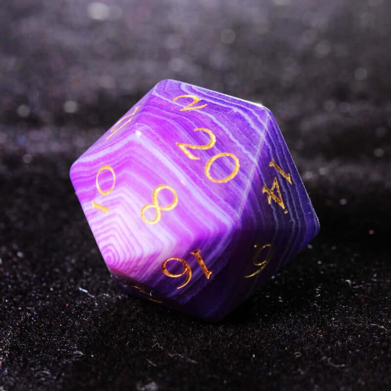 Purple agate dice D20