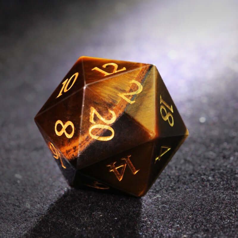 Tiger Eye Stone Dice D20