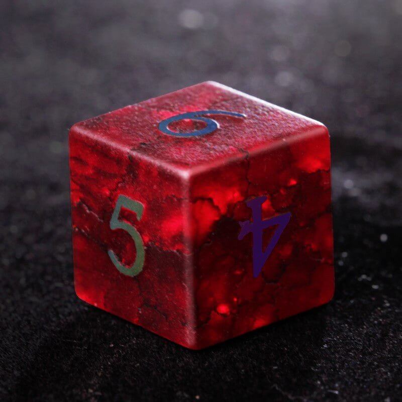 Wine red electroplated digital cracked glass D6 dice