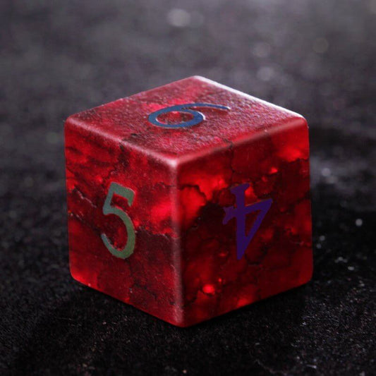 Wine red electroplated digital cracked glass D6 dice