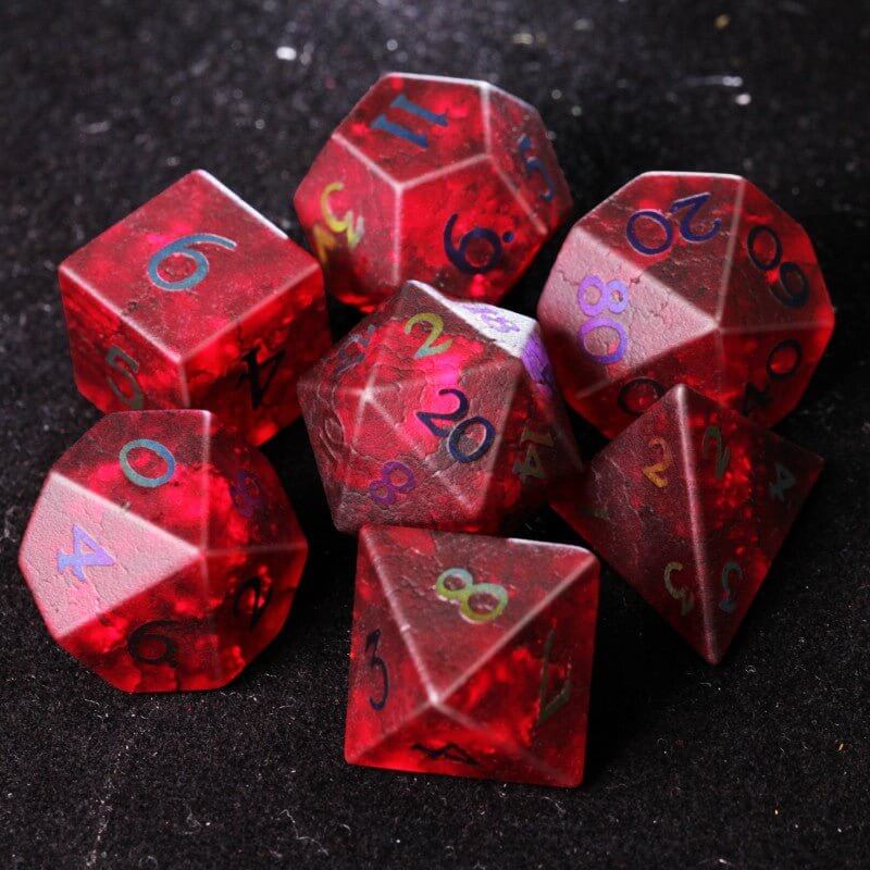 Wine red electroplated digital cracked glass dice set