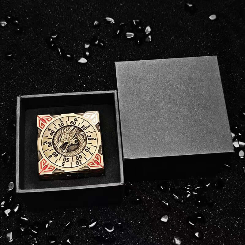 Golden wrapped 7-in-1 metal solid cube six-sided circular rotating roulette dice