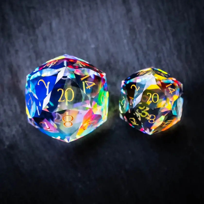Dungeons & Dragons D20 Prism Glass Diamond Cutting Dice