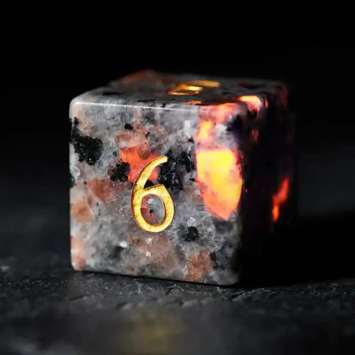 Volcano Eruption Lava Gem Unique DND D6 Dice