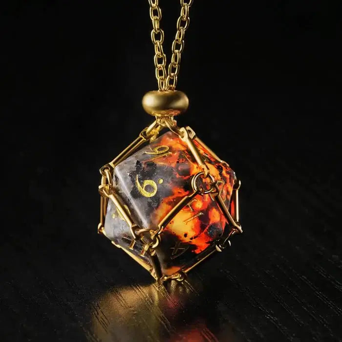 UV-reactive Gemstone Dungeons & Dragons Dice Necklace