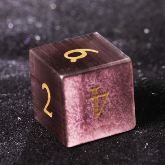 D&D Brownish - Red Cat's - Eye Stone Carved Dice D6