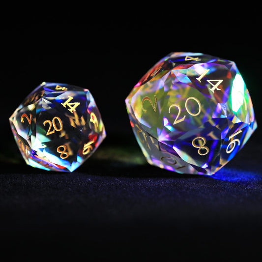  D&D Prismatic Glass Diamond-Cut Dice  A big D20 (30mm)