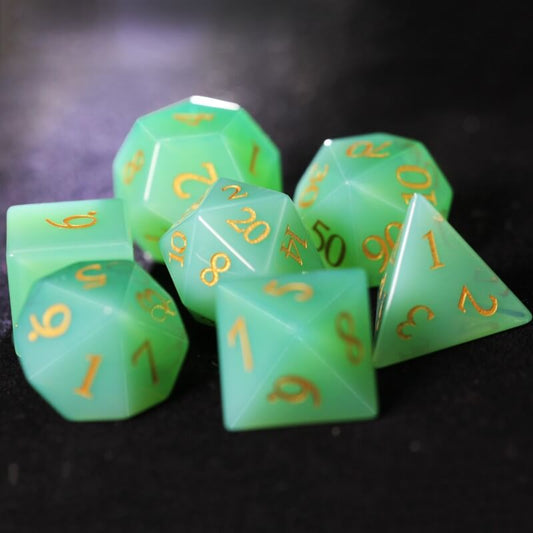 Emerald Green Opal DND Dice Set