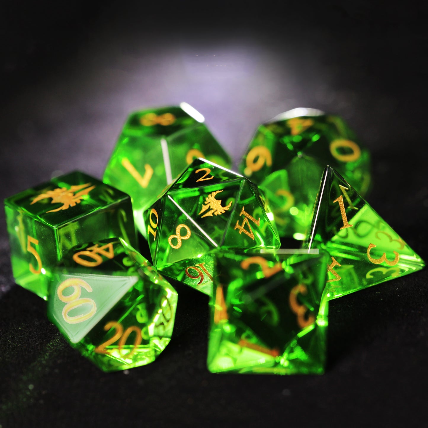 Green glass DND dice set copy