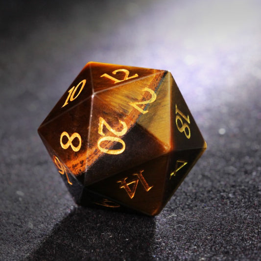 Tiger Eye Stone Dice D20