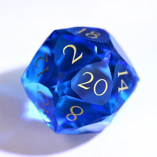 DND Dark Blue Glass Cut Diamond Dice 30mm