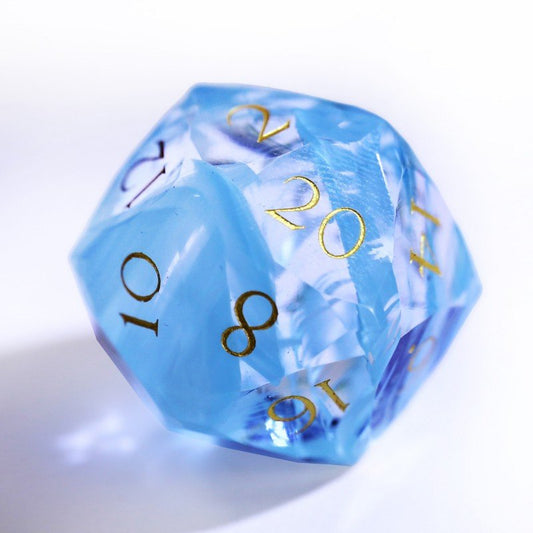DND light blue glass-cut diamond dice 30mm