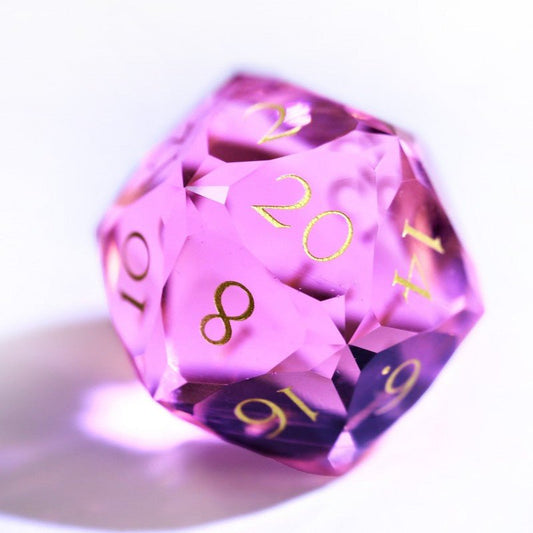 DND Pink Glass Cut Diamond Dice 30mm