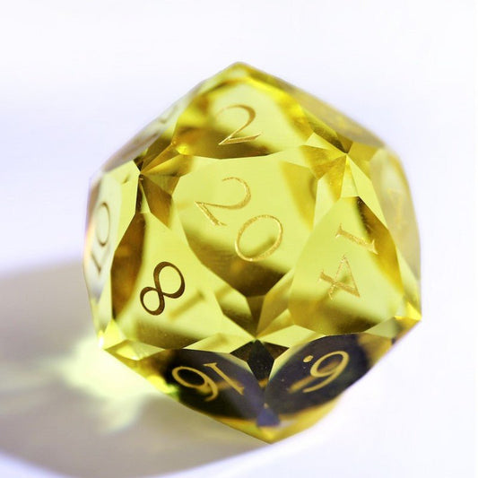 DND lemon yellow glass cut diamond dice 30 mm