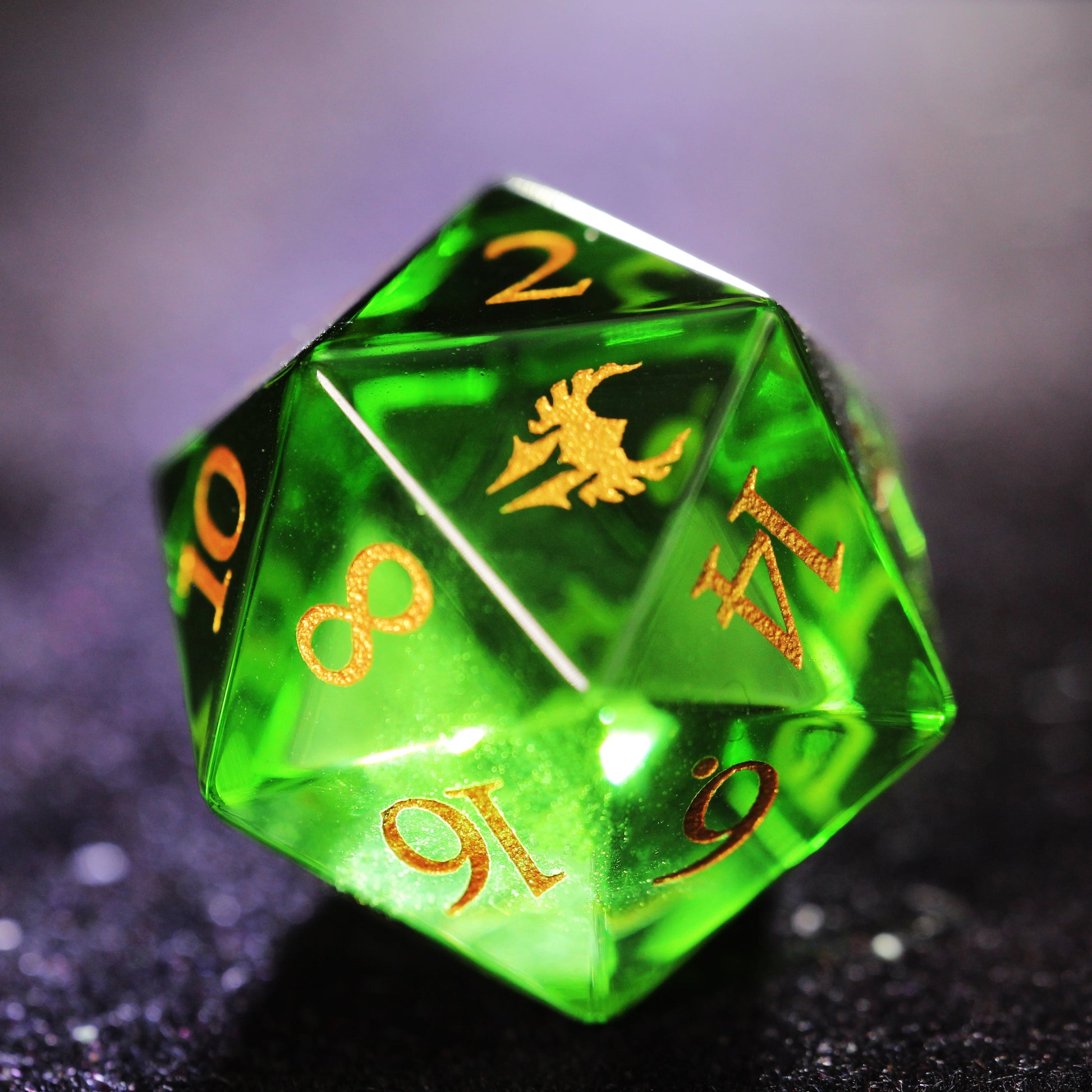 DND green glass D20 dice copy