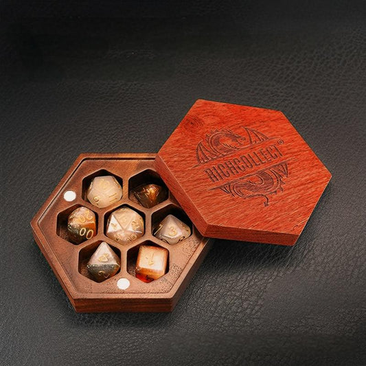 Magnetic carved rosewood DND dice wooden box