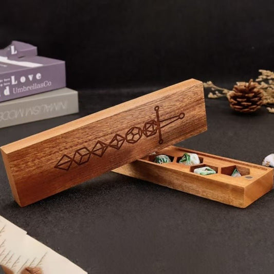 Magnetic walnut wood DND dice wooden box