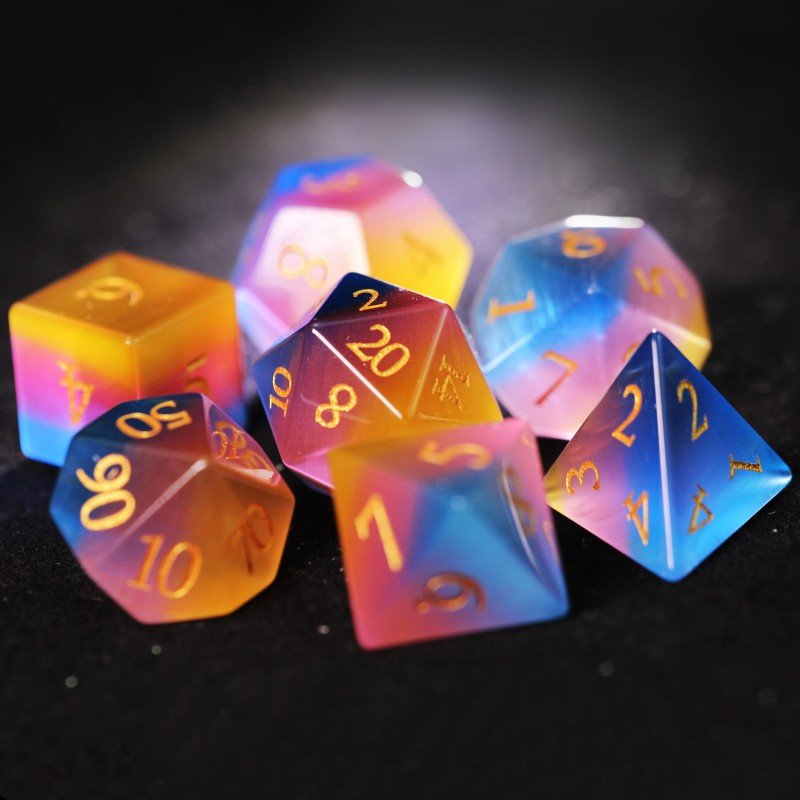DND three-color cat's Eye stone dice set