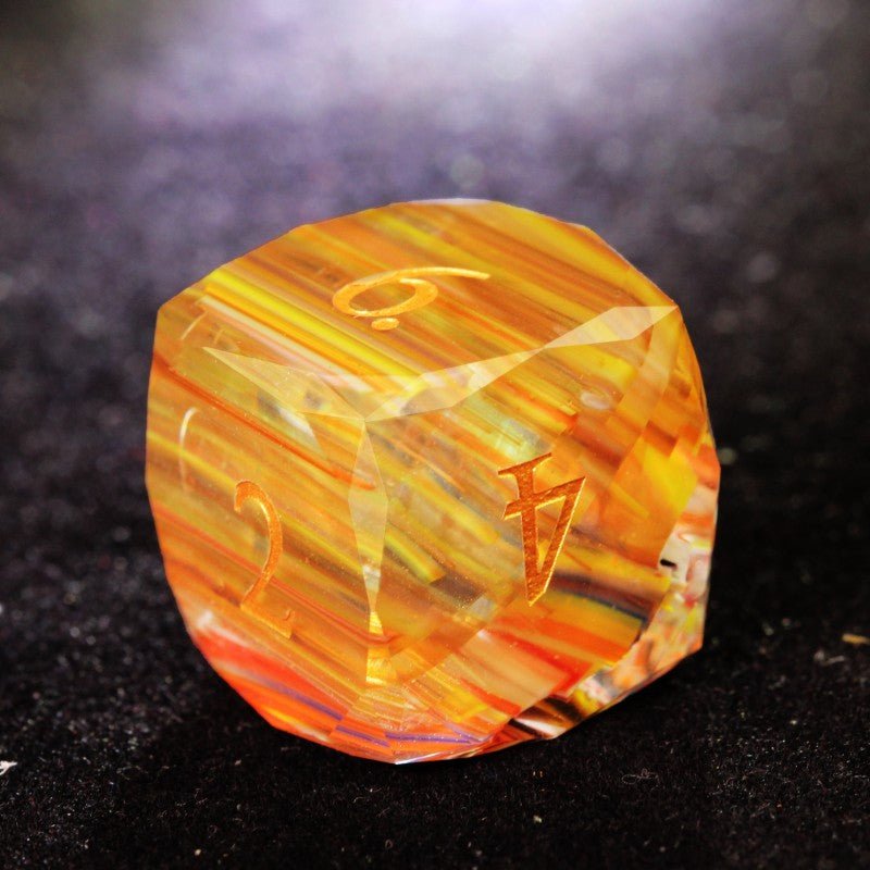D&D Colorful Striated Glass Multi-Faceted D6 Dice 
