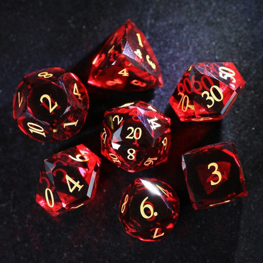 D&D Deep Red Glass Multi - faceted Dice Set
