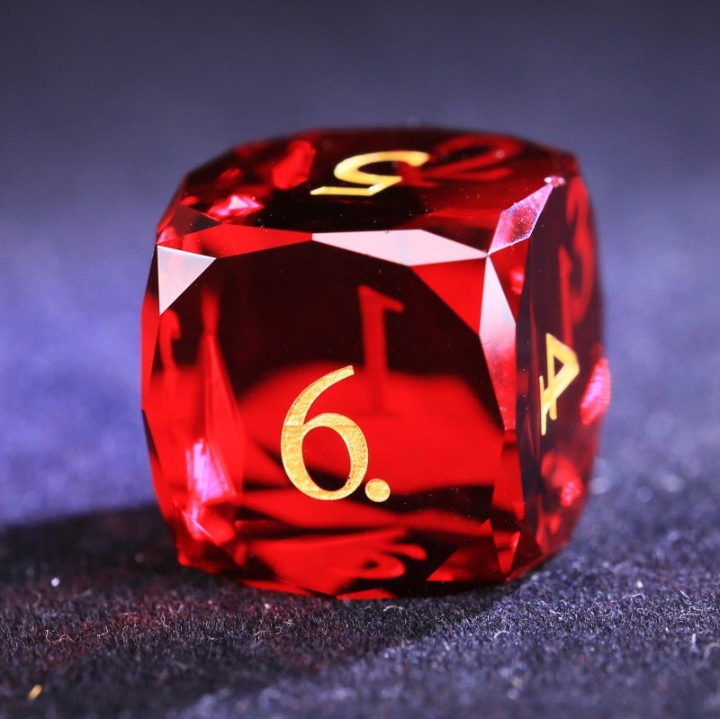 D&D Deep Red Glass Multi - faceted D6 Dice
