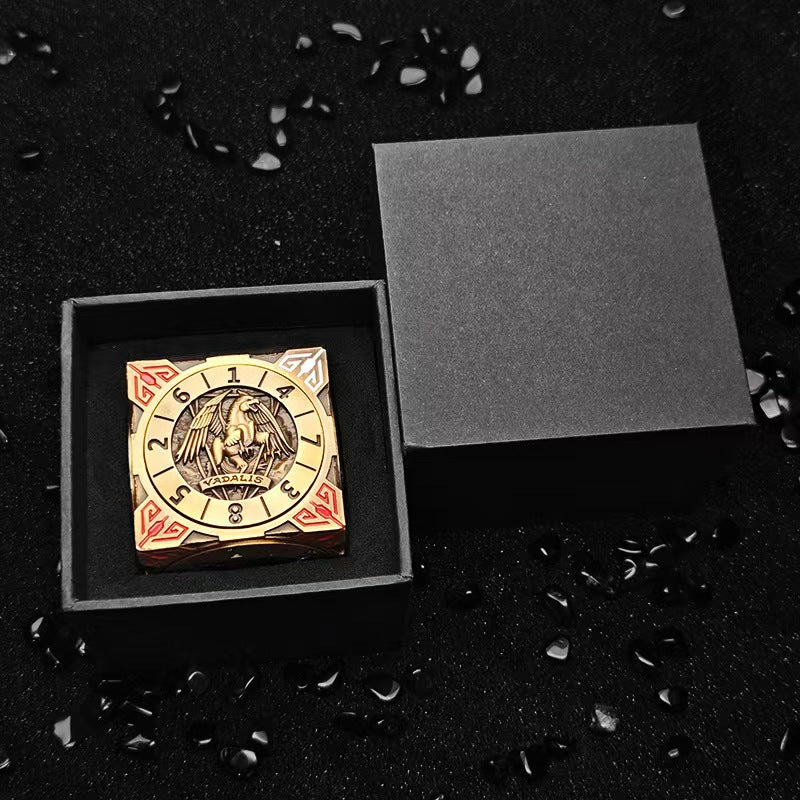 Golden wrapped 7-in-1 metal solid cube six-sided circular rotating roulette dice