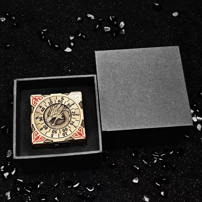 Golden wrapped 7-in-1 metal solid cube six-sided circular rotating roulette dice