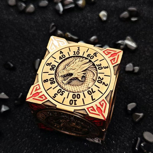 Golden 7-in-1 metal solid cube six-sided round rotating roulette dice