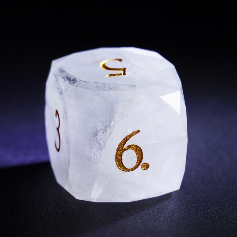 D&D Natural White Crystal Faceted D6 Dice
