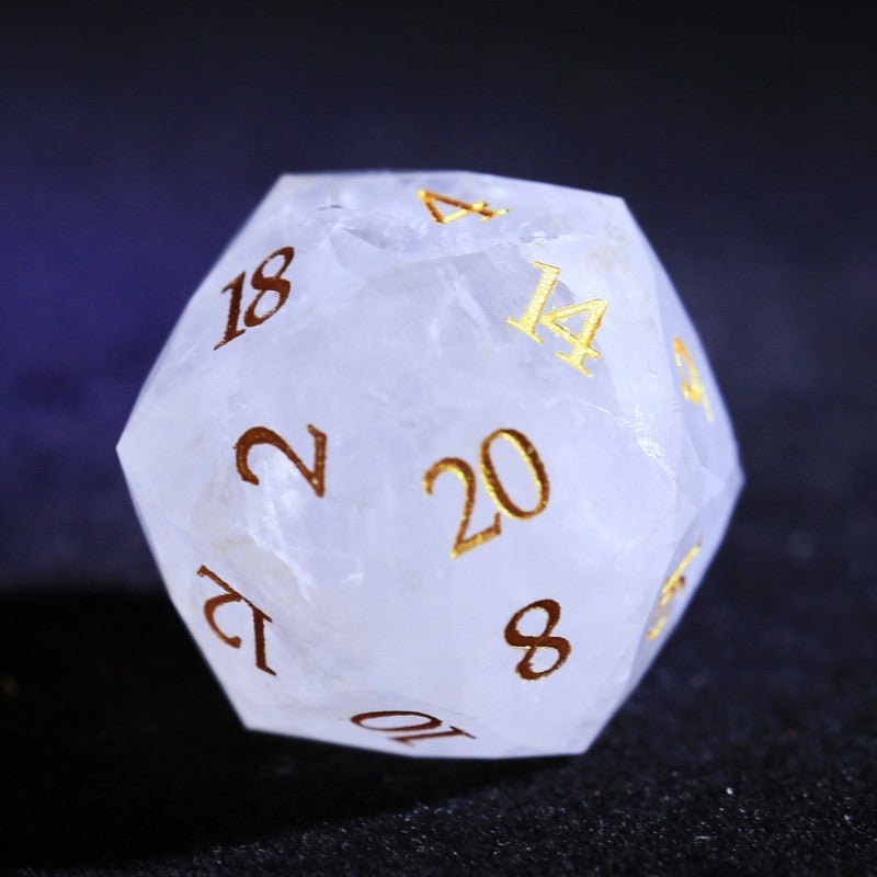 D&D Natural White Crystal Faceted D20 Dice
