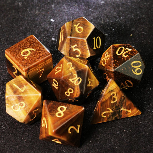 Tiger Eye Stone Dice set