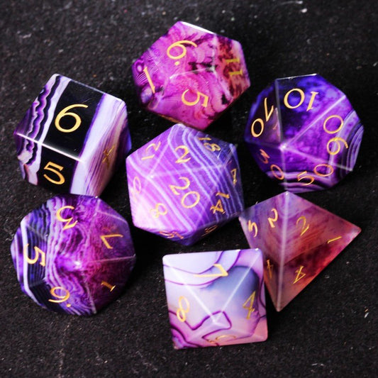 Purple agate dice set 02