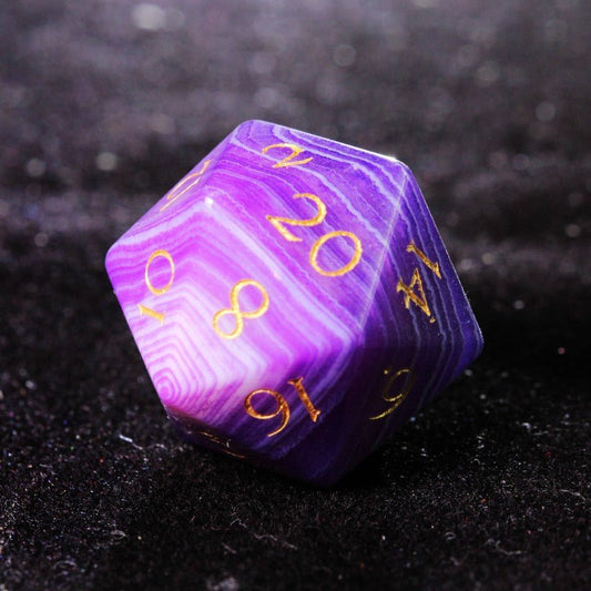 2 Purple agate dice D20 