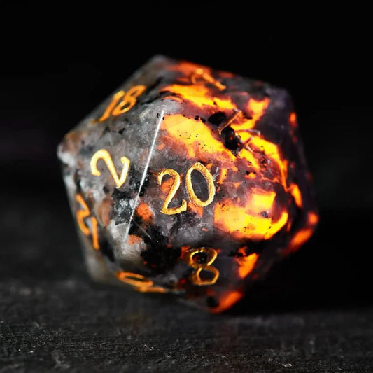 Volcano Eruption Lava Gem Unique DND D20 Dice (Lighted Version)
